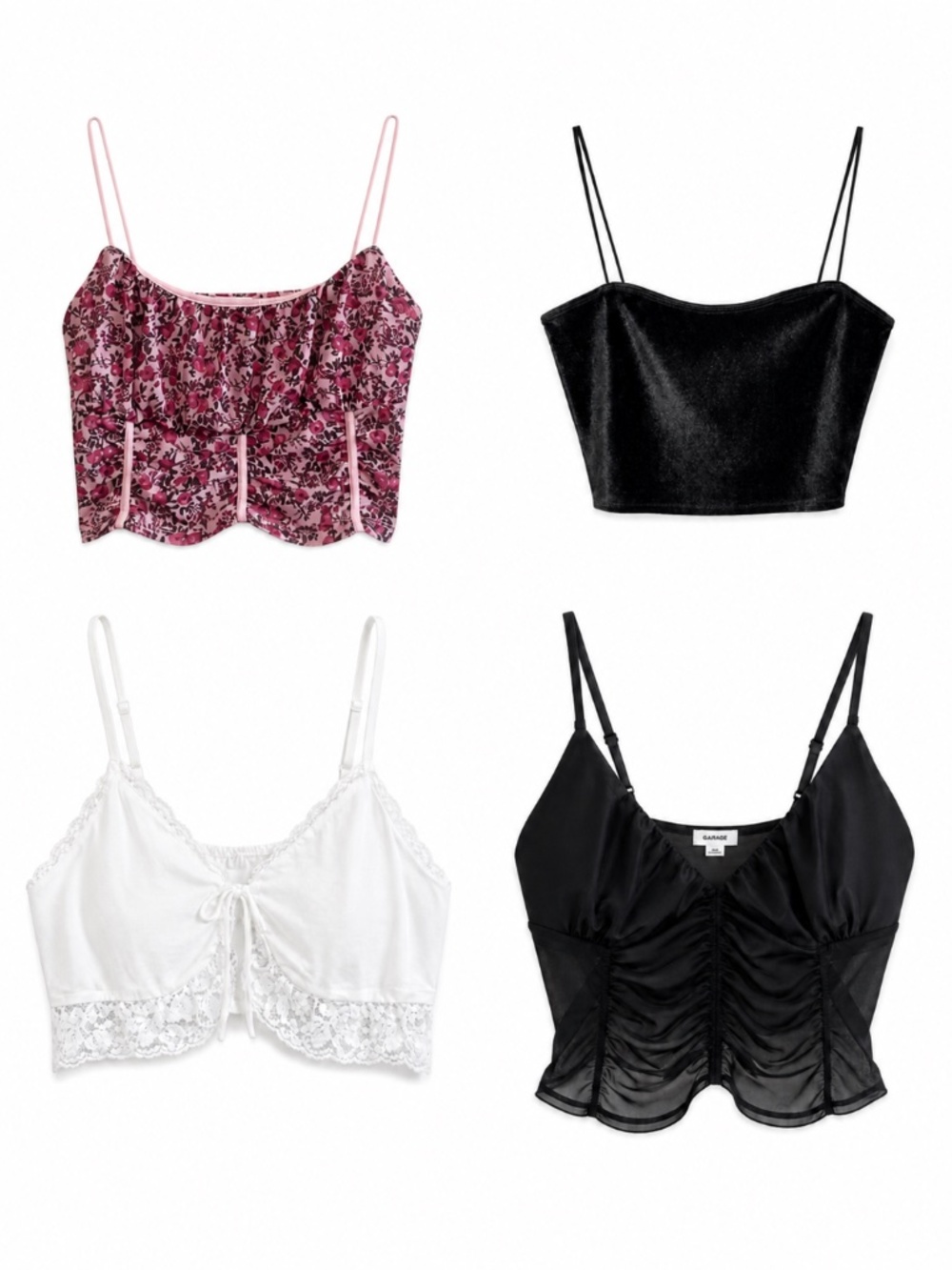 Garage Bundle of 4 Crop Tank Tops – Pink, Black, White – Size Medium EUC